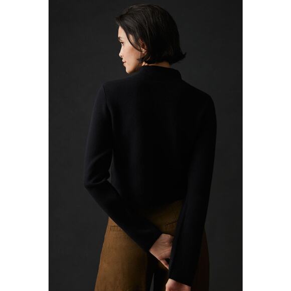 NWT Anthropologie Ruched Mock-Neck Black Sweater - XL - Picture 3 of 5